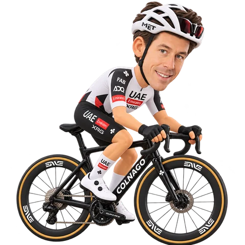 Illustration von Vegard Stake Laengen im 2026er Trikot von UAE Team Emirates-XRG