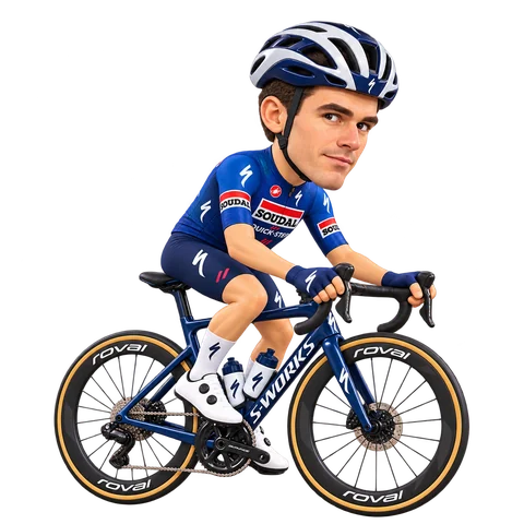 Illustration von Warre Vangheluwe im 2026er Trikot von Soudal Quick-Step