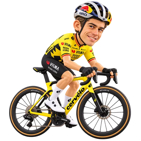 Illustration von Wout van Aert im 2026er Trikot von Team Visma | Lease a Bike